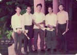 (From left) Father Joseph Yim and Father Dominic Chan with (from right) Father Thomas Law Kwok-fai and Father John Tsang Wai-hung as seminarians in the Holy Spirit Seminary. Photo: Holy Spirit Seminary