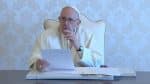 Pope Francis addresses the online international conference on A Politics Rooted in the People. Photo: CNS/Holy See Press Office