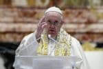 Pope Francis delivers his Easter blessing Urbi et Orbi (to the city and the world) after celebrating Easter Mass in St. Peter's Basilica on April 4. Photo: CNS/Reuters pool