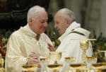 Pope Francis greets Cardinal Ouellet during a Mass in St. Peter's Basilica in January 2020. Photo: CNS