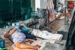 Patients lying on the ground at the National Kidney and Transplant Institute in Manila. Photo: UCAN/ supplied