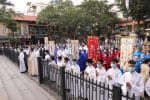 Catholics attend a Marian devotion in front of Hanoi Cathedral on May 2. Photo: UCAN/courtesy of tonggiaophanhanoi.org