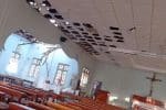 The damaged roof and ceiling of Sacred Heart Church in Kayanthayar. Photo: UCAN/CJ