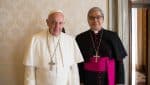Archbishop Yllana, then-apostolic nuncio to Australia, with Pope Francis at the Vatican in April 2015. Photo: CNS/L’Osservatore Romano