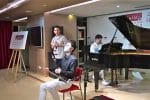 Peco Chui sings a song from Matteo Ricci The Musical accompanied by pianist, Anthony Cheng, and erhu player, Chu Wan-pin, at Parsons Music Academy, Causeway Bay on June 28. Photo: Rubie Chung