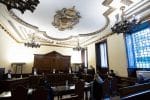The Vatican City State criminal court during the opening of the trial of Father Gabriele Martinelli and Monsignor Enrico Radice in 2020. Photo: CNS/Vatican Media