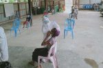 A woman being tested for Covid-19 at a Catholic-run care centre in Myitkyina in late July. Photo: UCAN/Myitkyina Diocesan Catholic Health Commission
