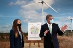 Alok Sharma, president of the United Nations Climate Change Conference [COP26], with Emma Khadeh, winner of the Creative Earth art competition, during an event at the Whitelee wind farm, near Glasgow, Scotland, on May 14. Photo: CNS/Russell Cheyne, Reuters group