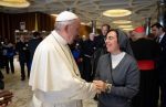 Pope Francis with Sister Smerilli. Photo: CNS/Vatican Media, courtesy of the Dicastery for Promoting Integral Human Development