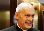 Archbishop Caccia arrives at the United Nations headquarters in 2020. Photo: CNS photo/Gregory A. Shemitz