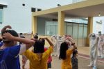 Volunteers help Covid-19 patients exercise in a field hospital in Bien Hoa. Photo: UCAN/courtesy of giaophanxuanloc.net