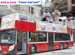 Evangelising by open-top bus