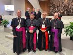Cardinal Stephen with three Chinese bishops at the opening of the Synod of Bishops in Rome