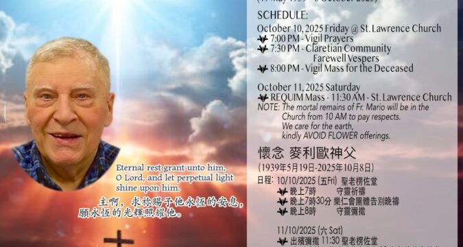 Claretian Father Mario Bonfaini passes away